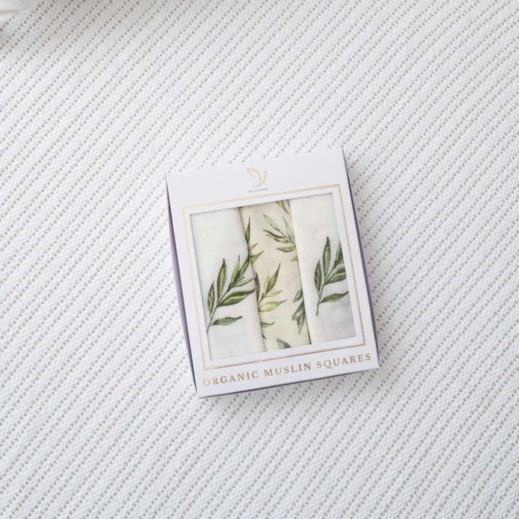 The Gilded Bird Muslin Swaddle (Set Of 3)- Linen Leaves