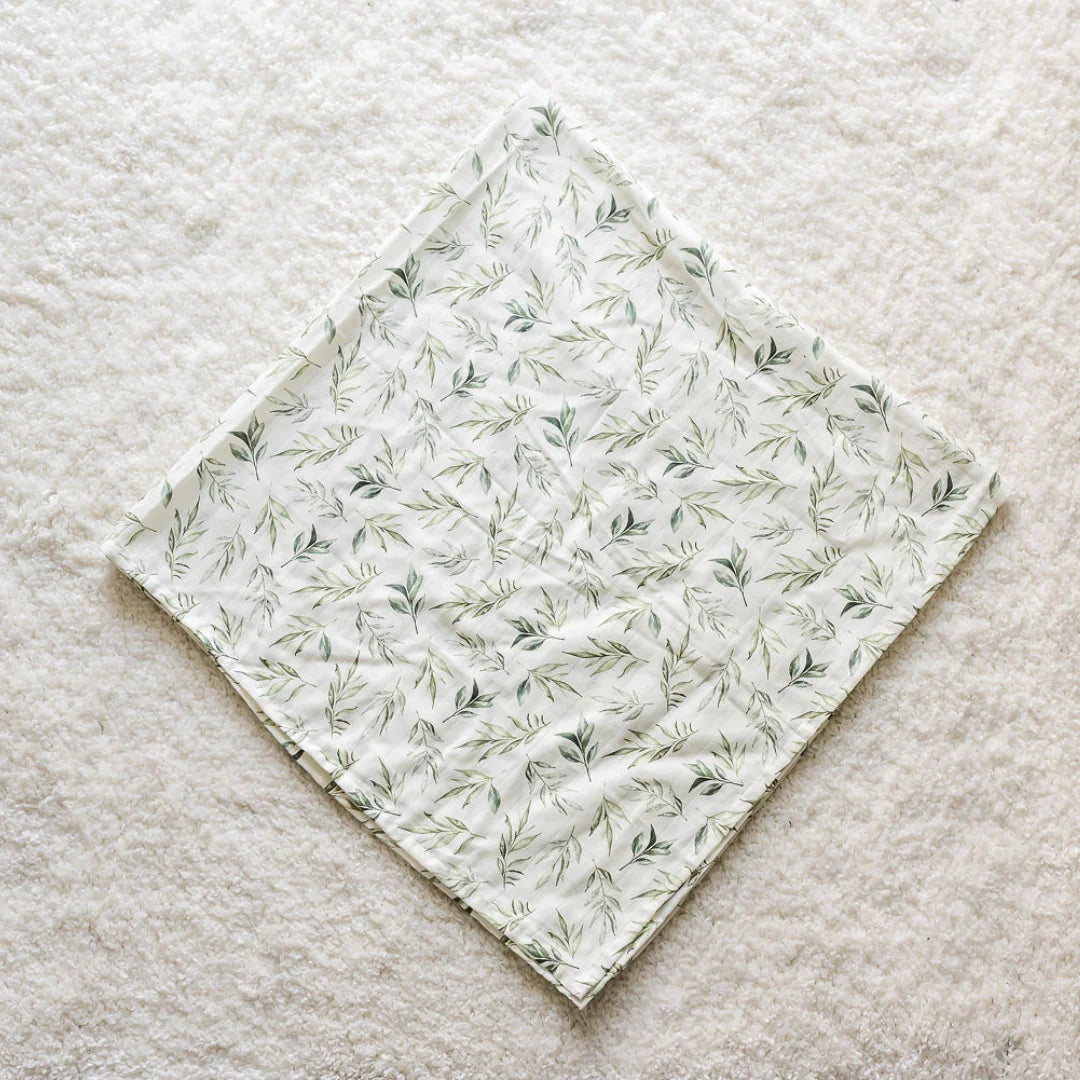The Gilded Bird Muslin Swaddle (Set Of 3)- Linen Leaves