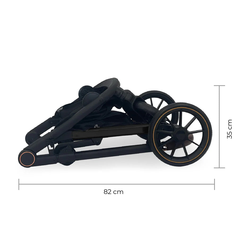 My Babiie MB33 Tandem Pushchair with 2 Infant Carriers - Black Leopard