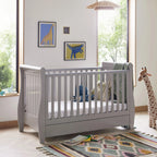 Stella Sleigh Drop Side Cot Bed-Grey