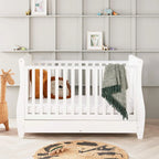 Stella Sleigh Drop Side Cot Bed- White