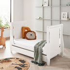 Stella Sleigh Drop Side Cot Bed- White
