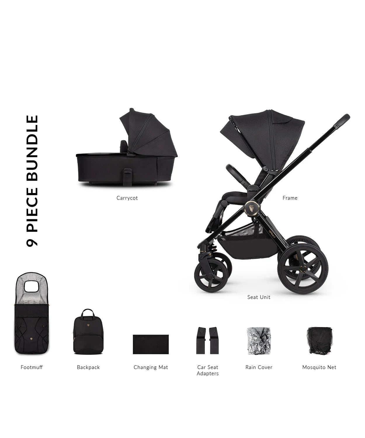 Venicci Upline 2 All Black 2 In 1