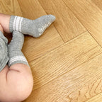 Sporty Non-Slip Stay-on Organic Quarter Crew Socks - Grey Single: 1-2 years