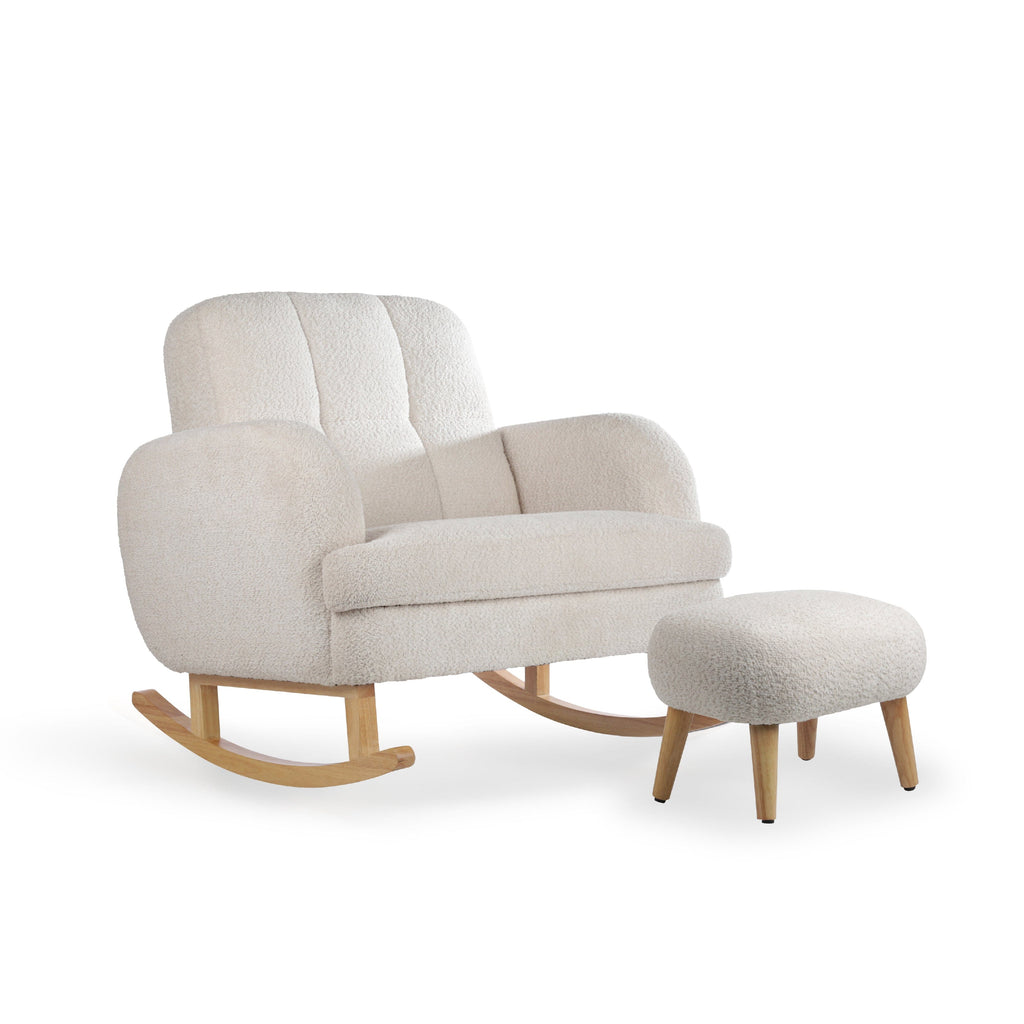 Etta Cuddle Nursing Chair & Foot Stool - Boucle Mushroom