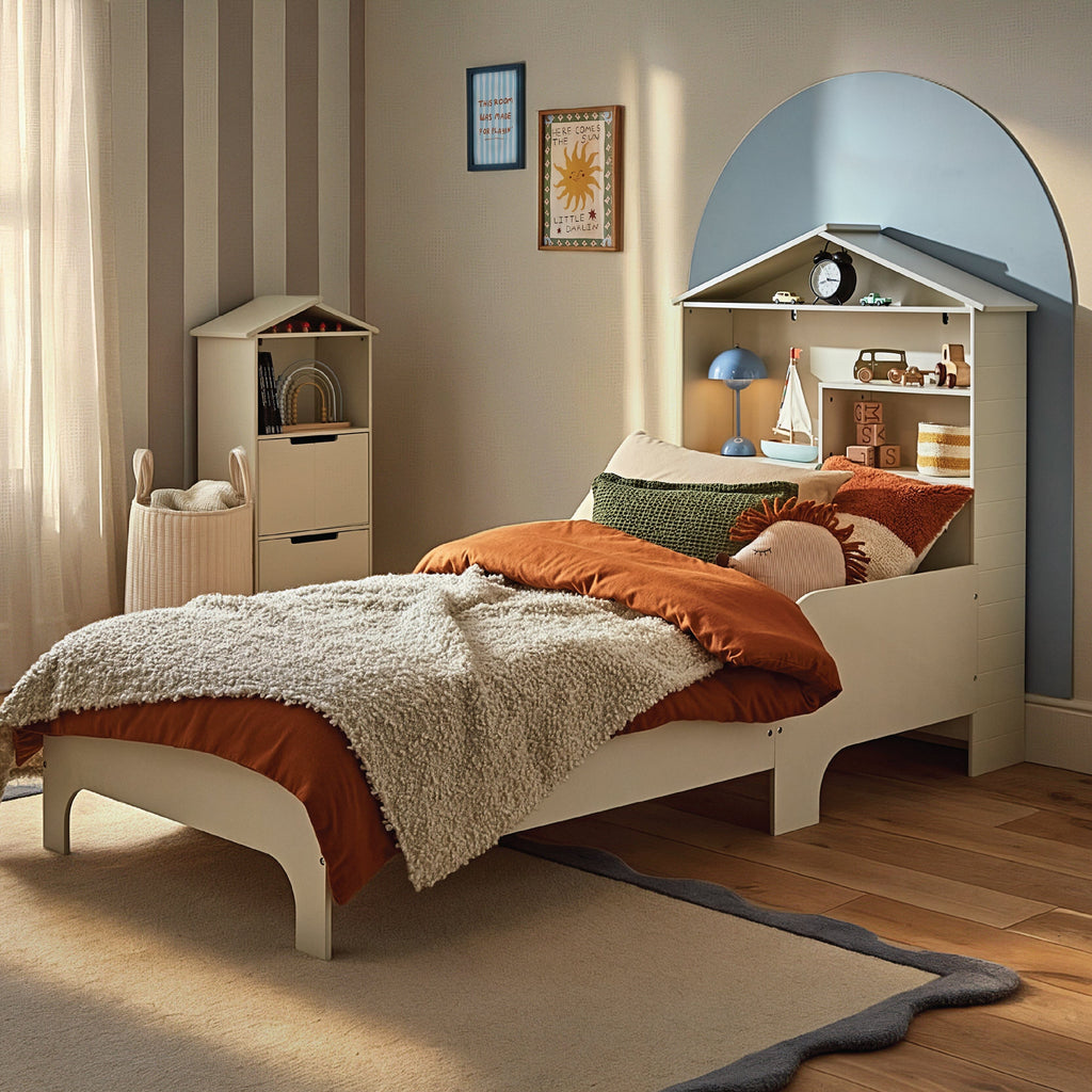 Play House Single Bed with Storage - Pebble