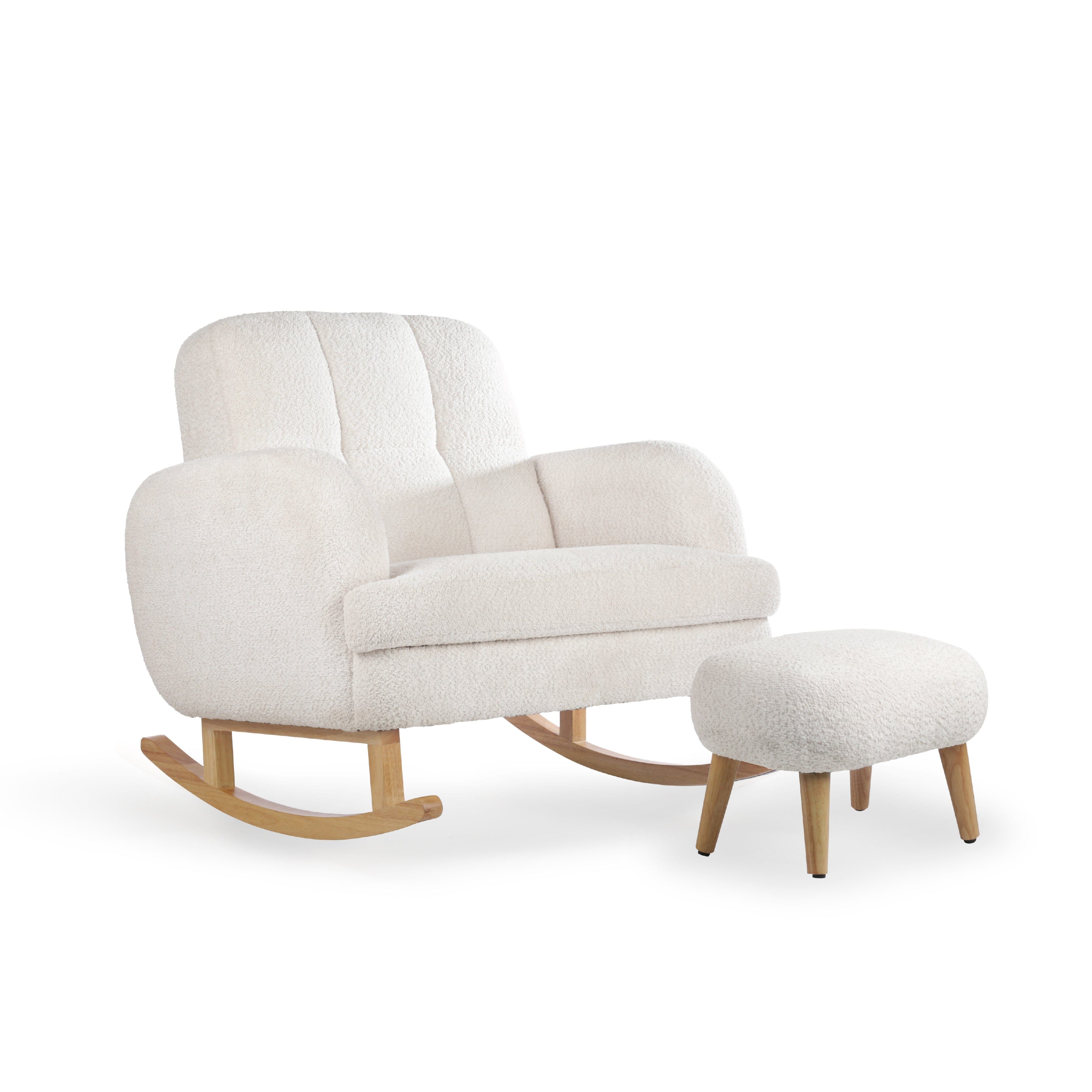 Etta Cuddle Nursing Chair & Foot stool - Boucle Off White
