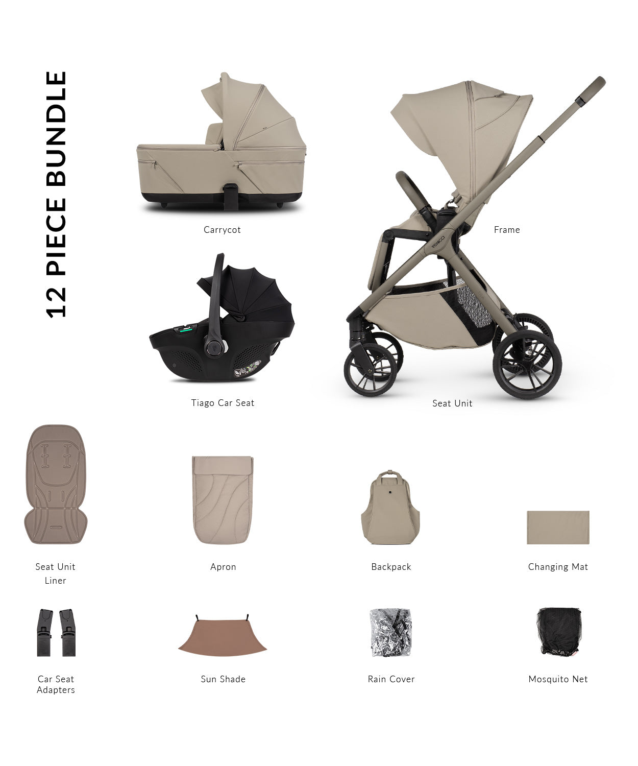 Venicci Tila Comfort Bundle- Latte 3 In 1 Tiago Black