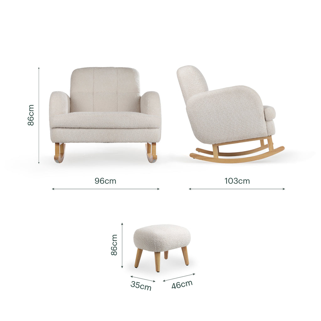 Etta Cuddle Nursing Chair & Foot Stool - Boucle Mushroom