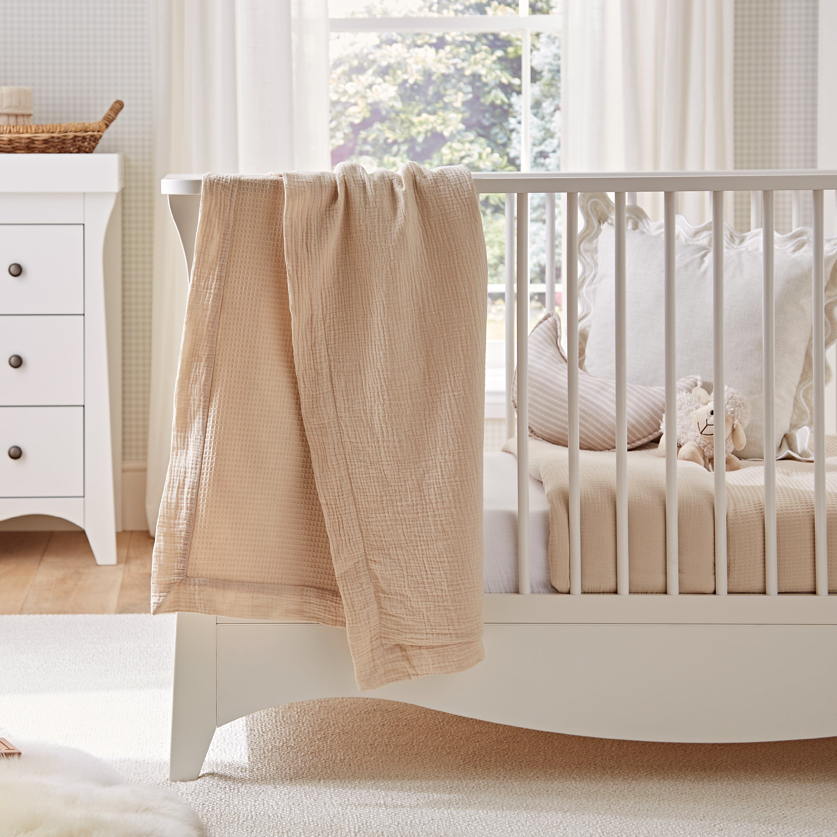4 Piece Cot Bed Bedding Set - Cashmere Waffle