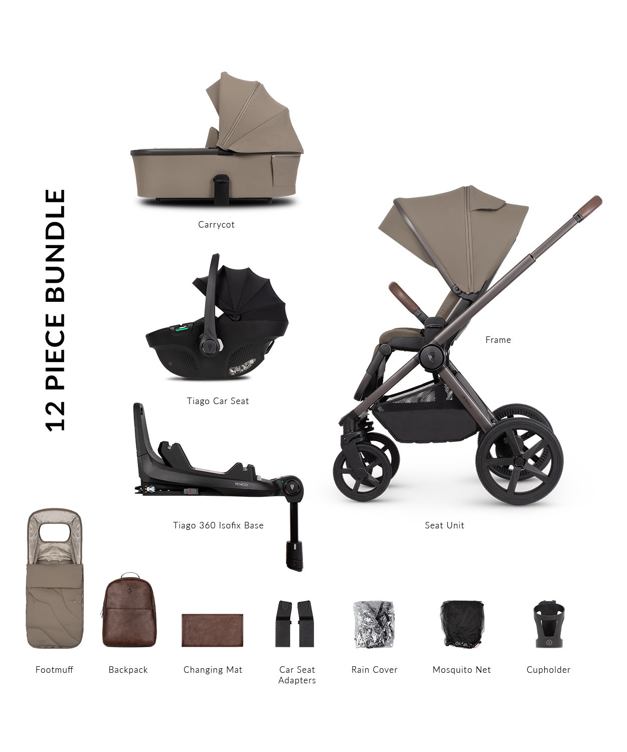Venicci Upline 2 SE Powder Pram (Tiago black)
