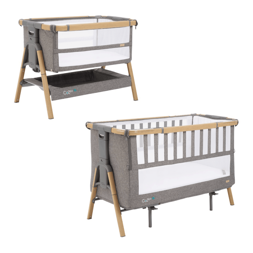 Tutti Bambini CoZee XL Bedside Crib & Cot - Oak/Charcoal