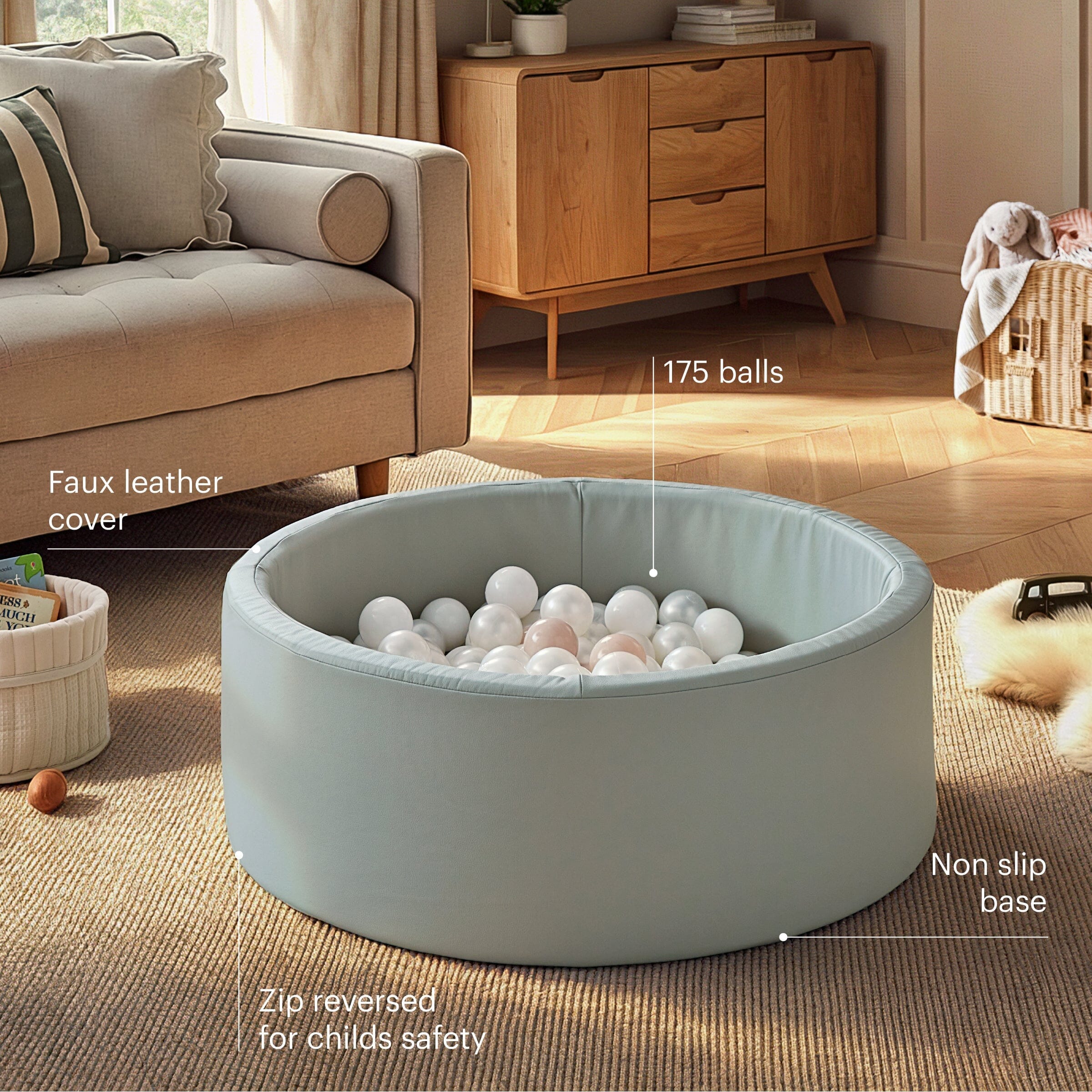 Soft Play Ball Pit with Balls - Sea Salt