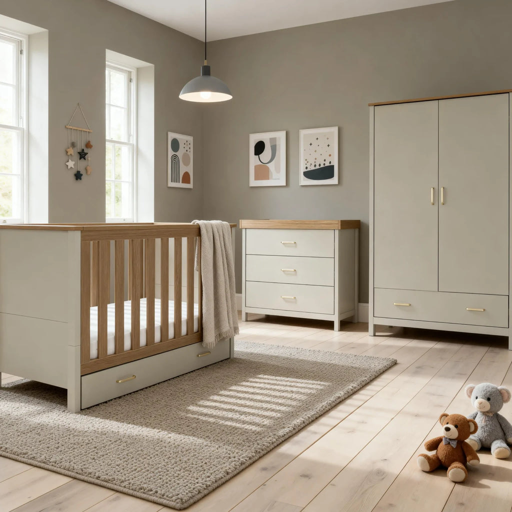 Mira 3 Piece Nursery Room Set – Cashmere Warm Oak