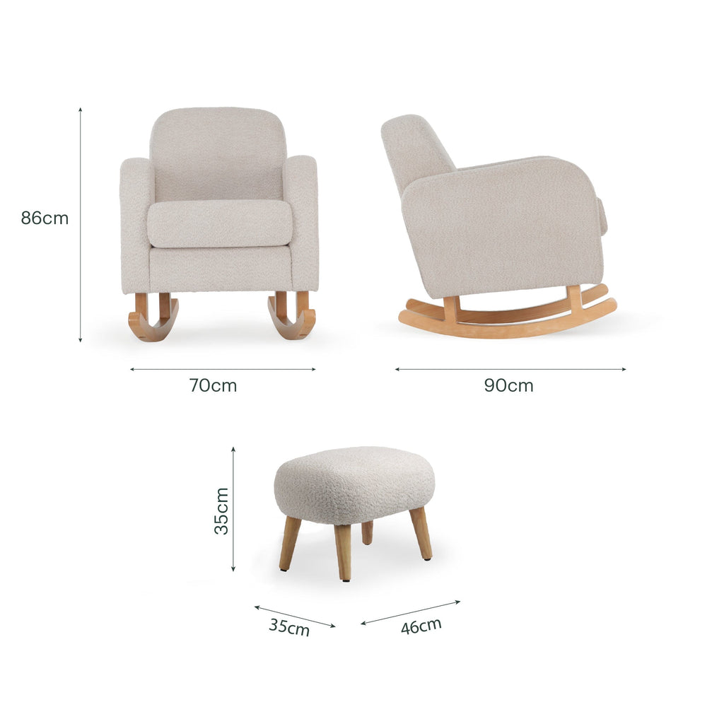 Etta Nursing Chair & Foot stool - Boucle Mushroom