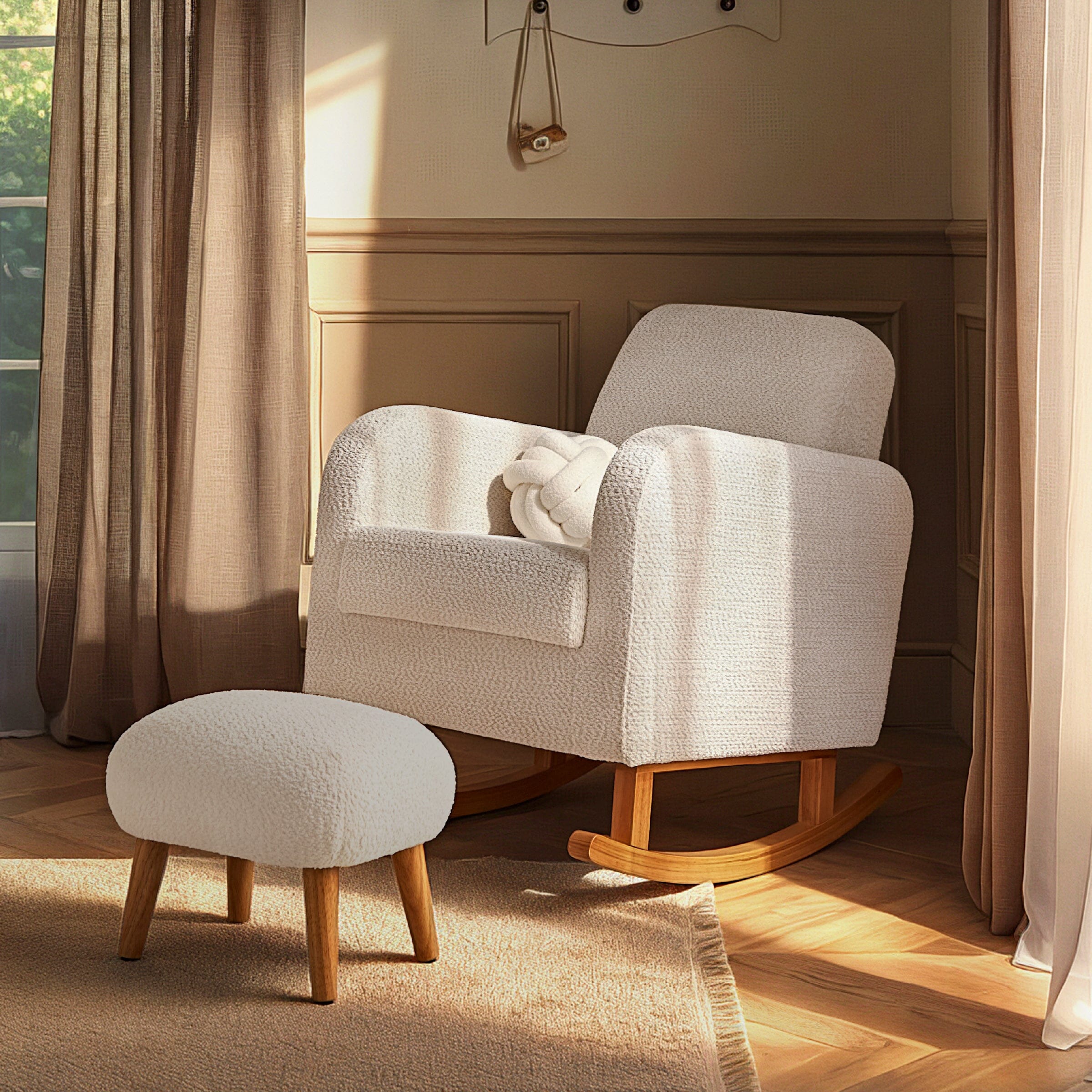 Etta Nursing Chair & Foot stool - Boucle Mushroom