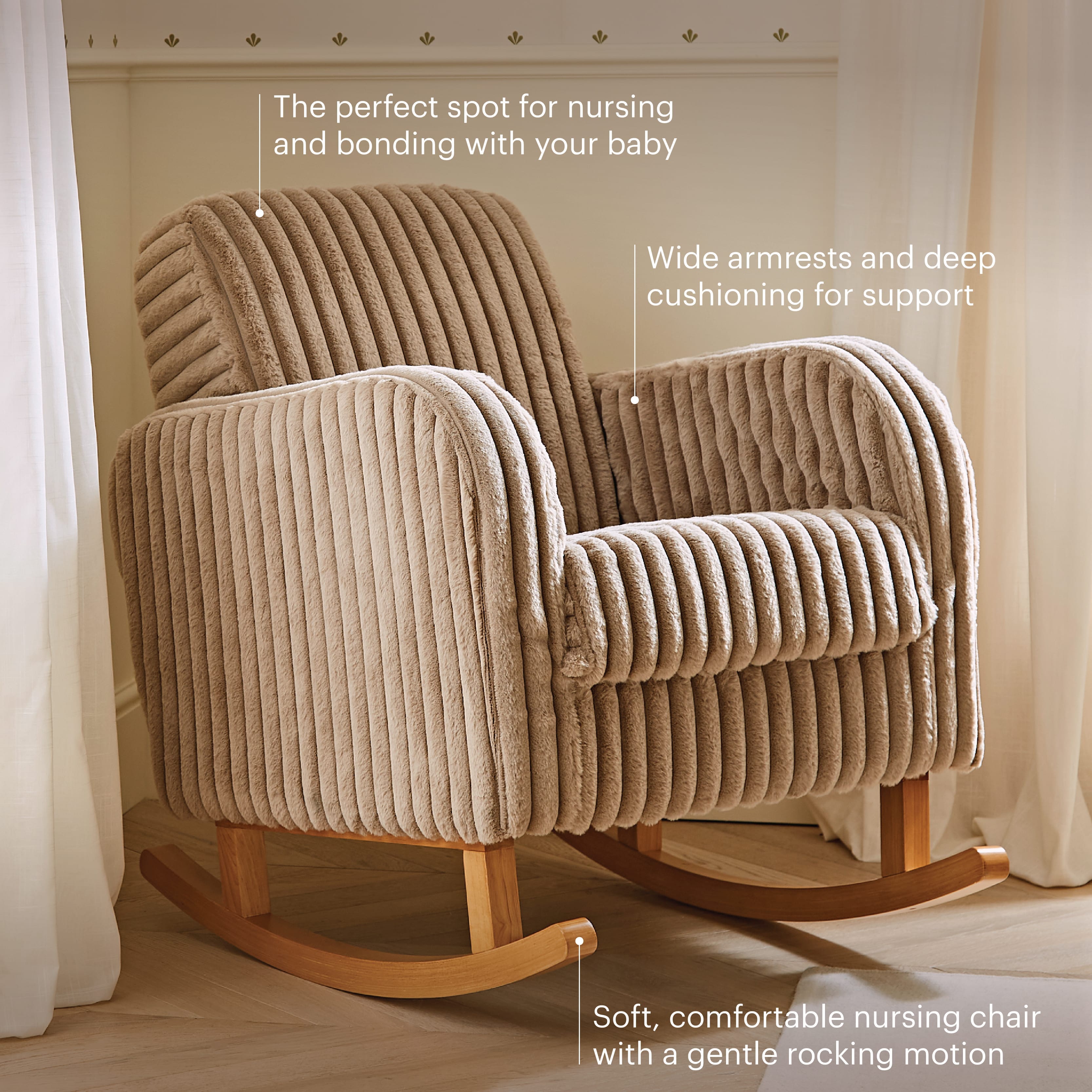 Etta Faux Fur Nursing Chair - Mink