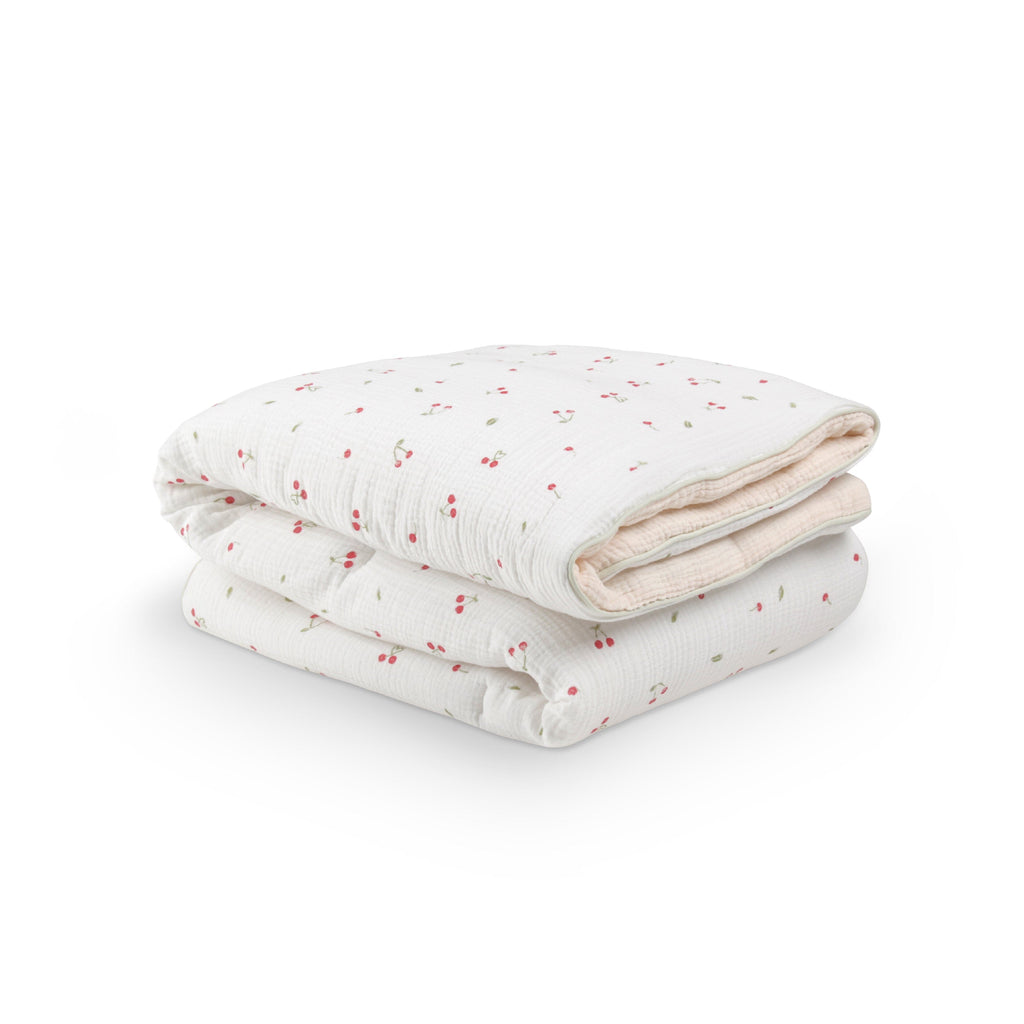 4 Piece Cot Bed Bedding Set - Ditsy Cherry