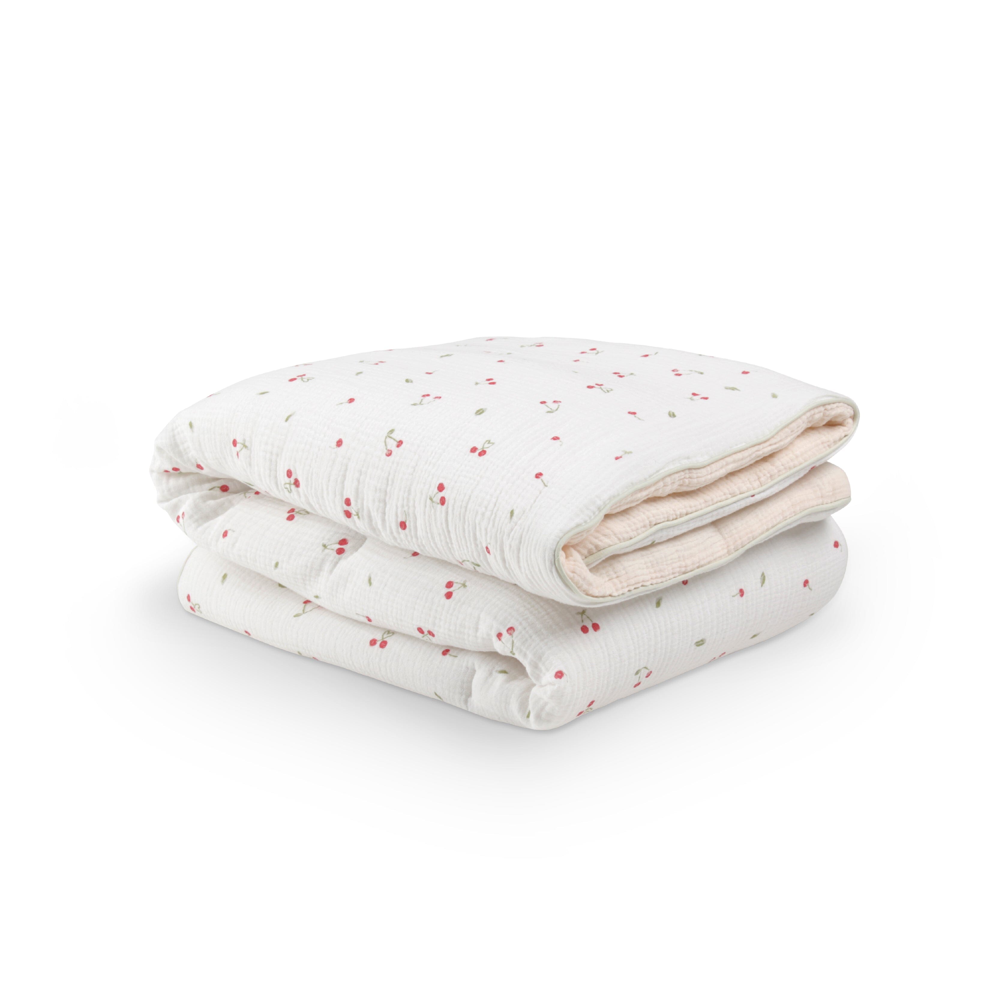 4 Piece Cot Bed Bedding Set - Ditsy Cherry