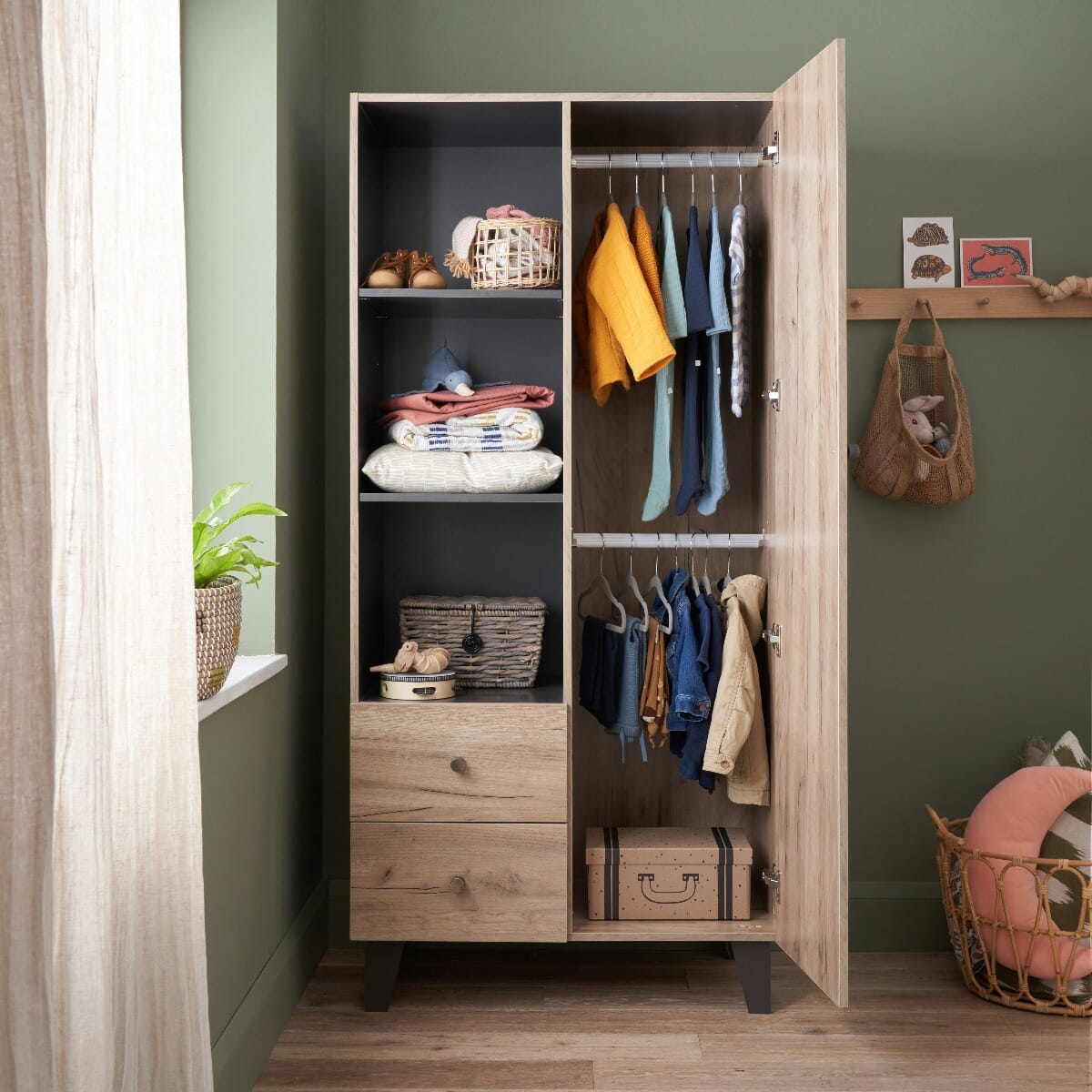 Tutti Bambini Como 3 Piece Room Set - Distressed Oak/Slate Grey