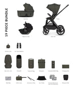 Hunter x Venicci Upline 3 Dark Olive Pram Comfort Bundle (3 in 1)