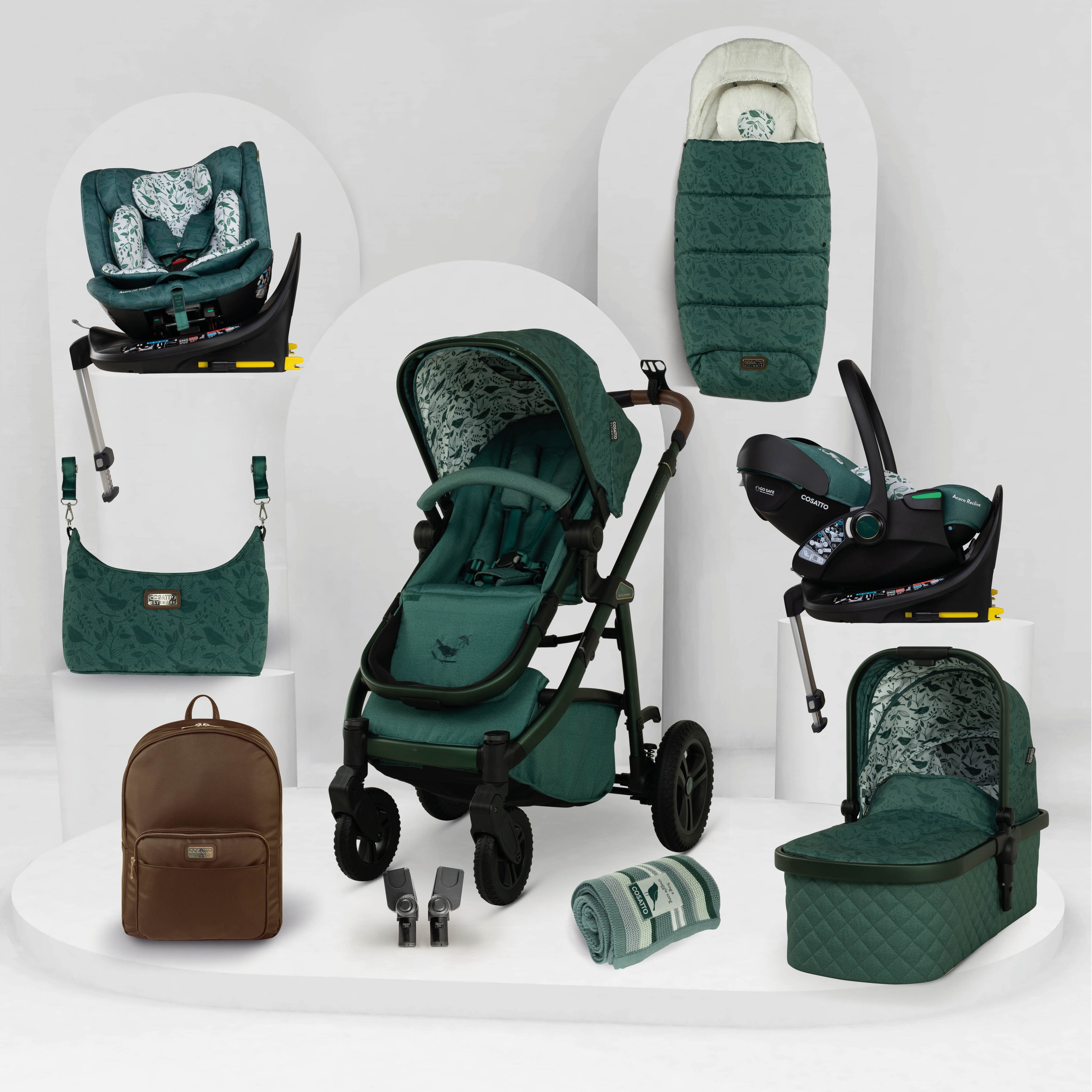 Cosatto Wow 3 Special Edition All Stage Family Rotate & Recline 2 Base Bundle Wildwood