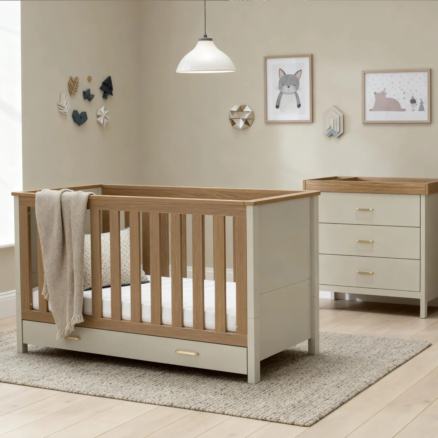 Mira 2 Piece Nursery Room Set – Cashmere Warm Oak