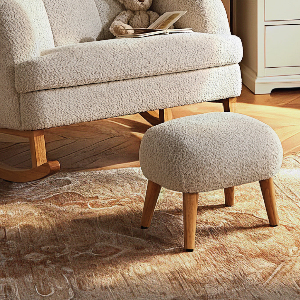 Etta Cuddle Nursing Chair & Foot Stool - Boucle Mushroom