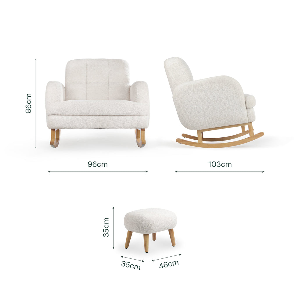 Etta Cuddle Nursing Chair & Foot stool - Boucle Off White