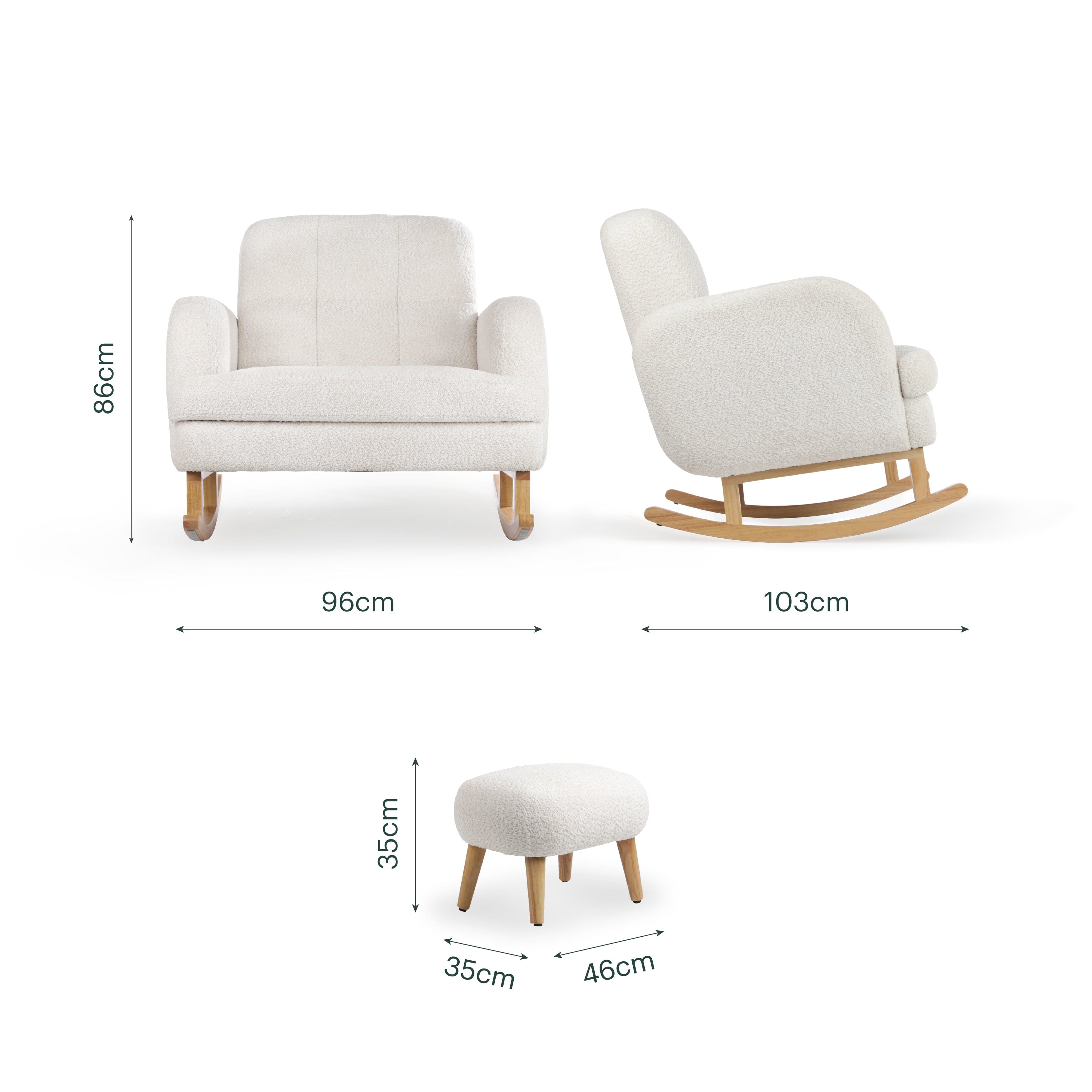 Etta Cuddle Nursing Chair & Foot stool - Boucle Off White