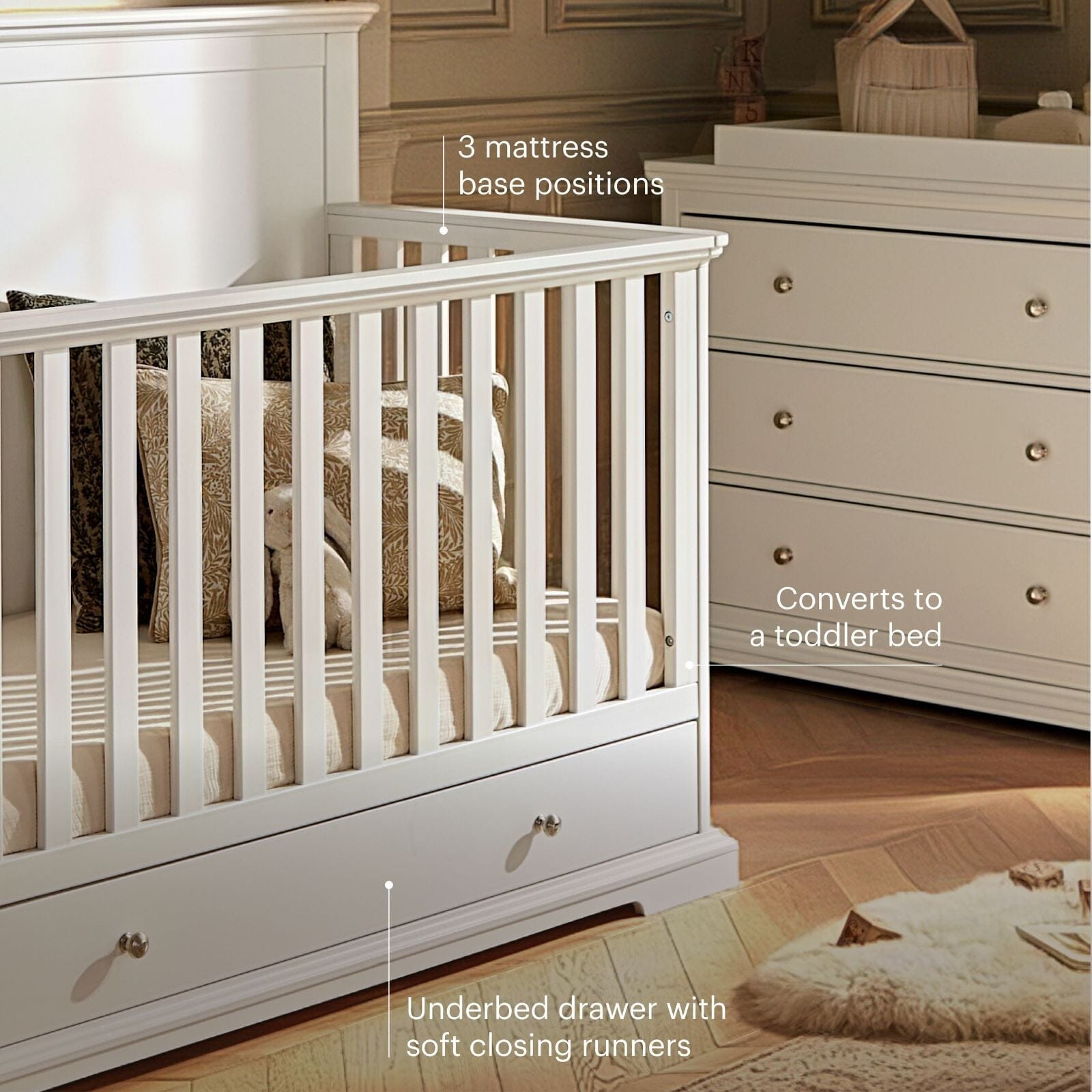 Beaumont Grand Cot Bed - White