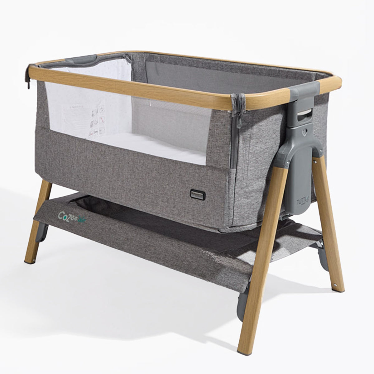 CoZee Air Bedside Crib - Oak/Charcoal