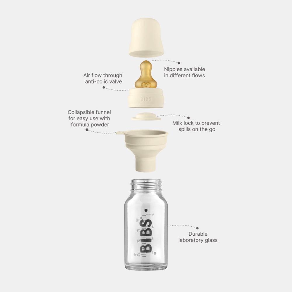 Bibs Baby Glass Bottle Complete Set 110ml - Ivory