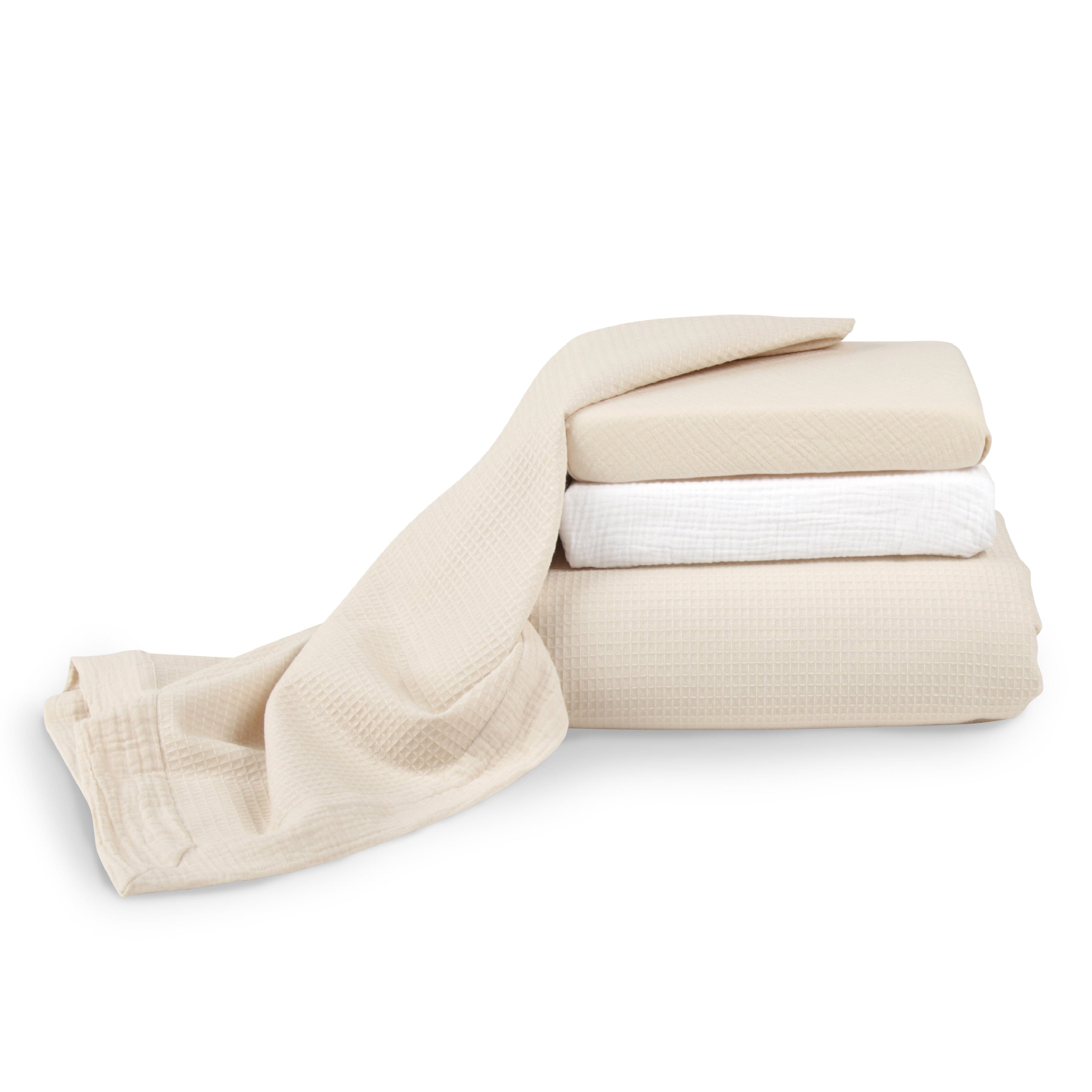 4 Piece Cot Bed Bedding Set - Cashmere Waffle