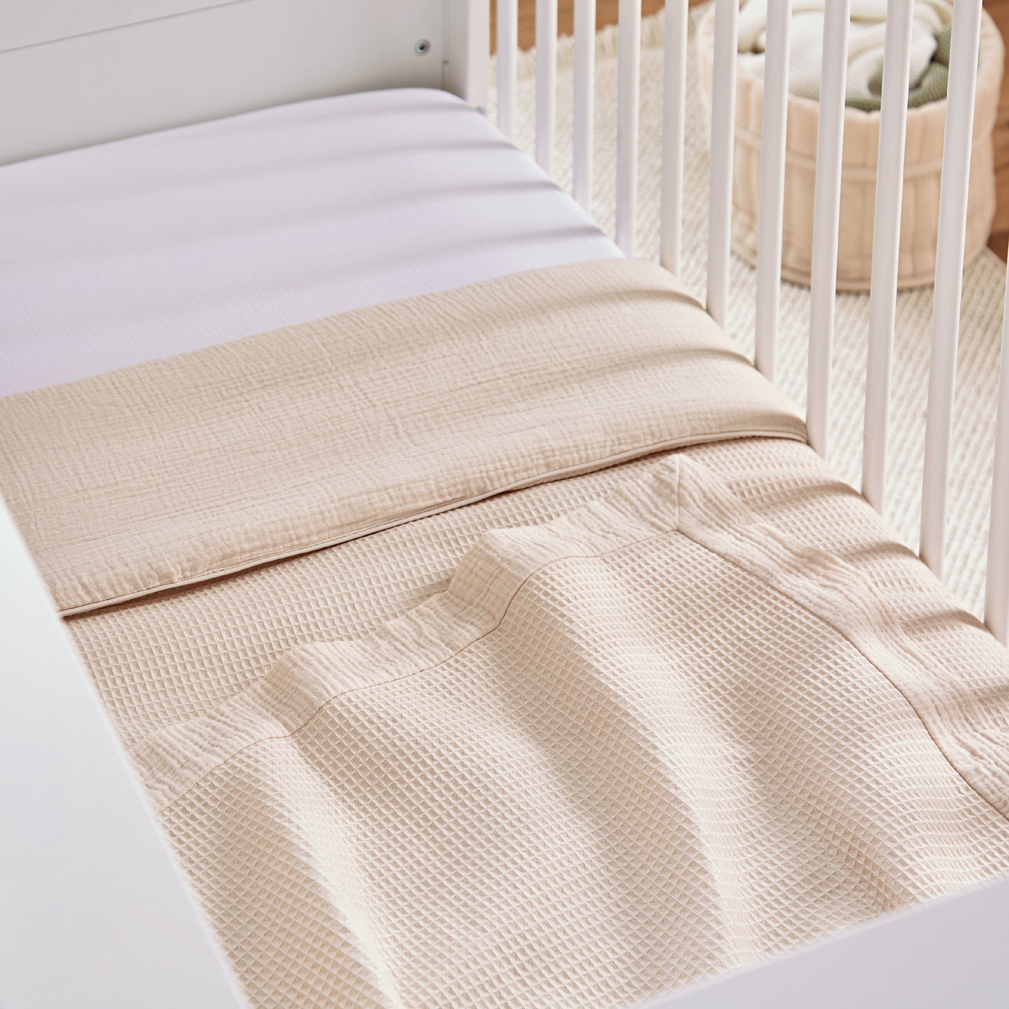 4 Piece Cot Bed Bedding Set - Cashmere Waffle