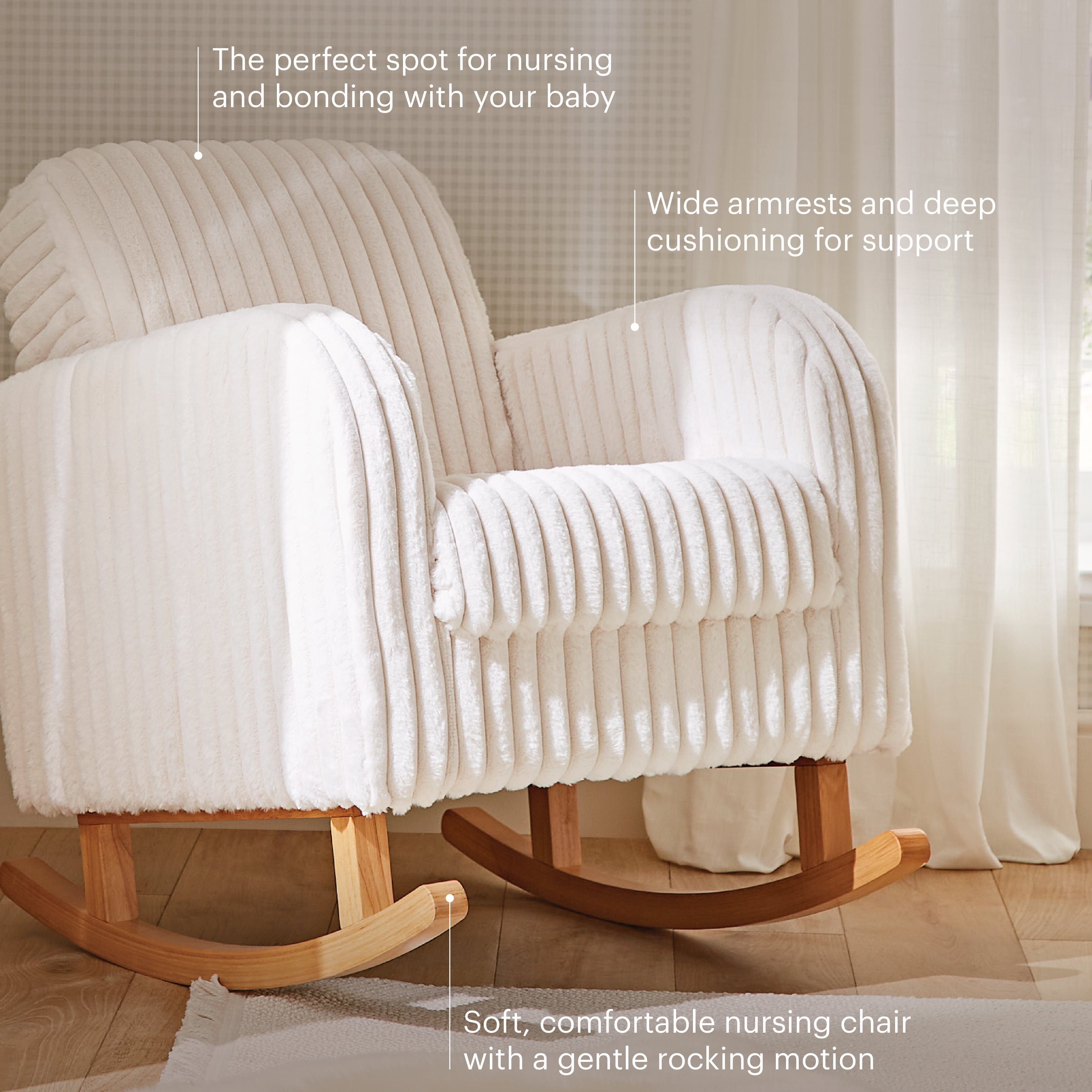 Etta Faux Fur Nursing Chair - Cream