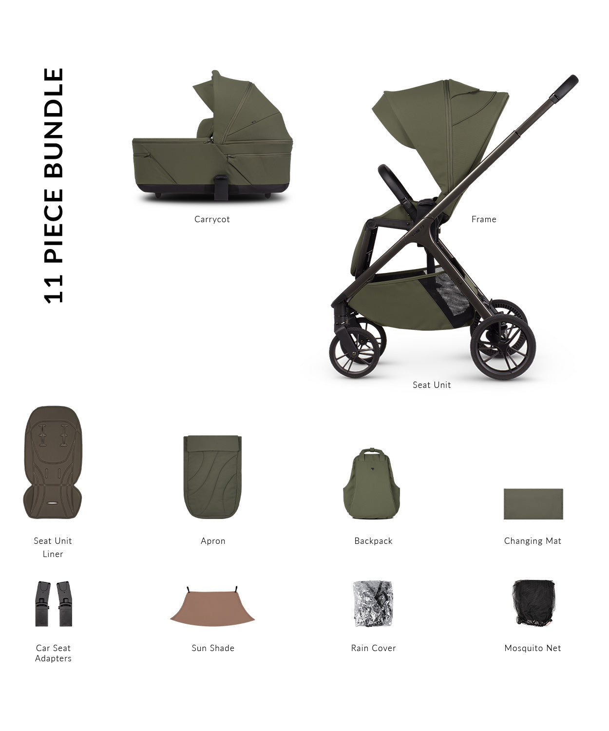 Venicci Tila Essential Bundle (2 In 1) Olive