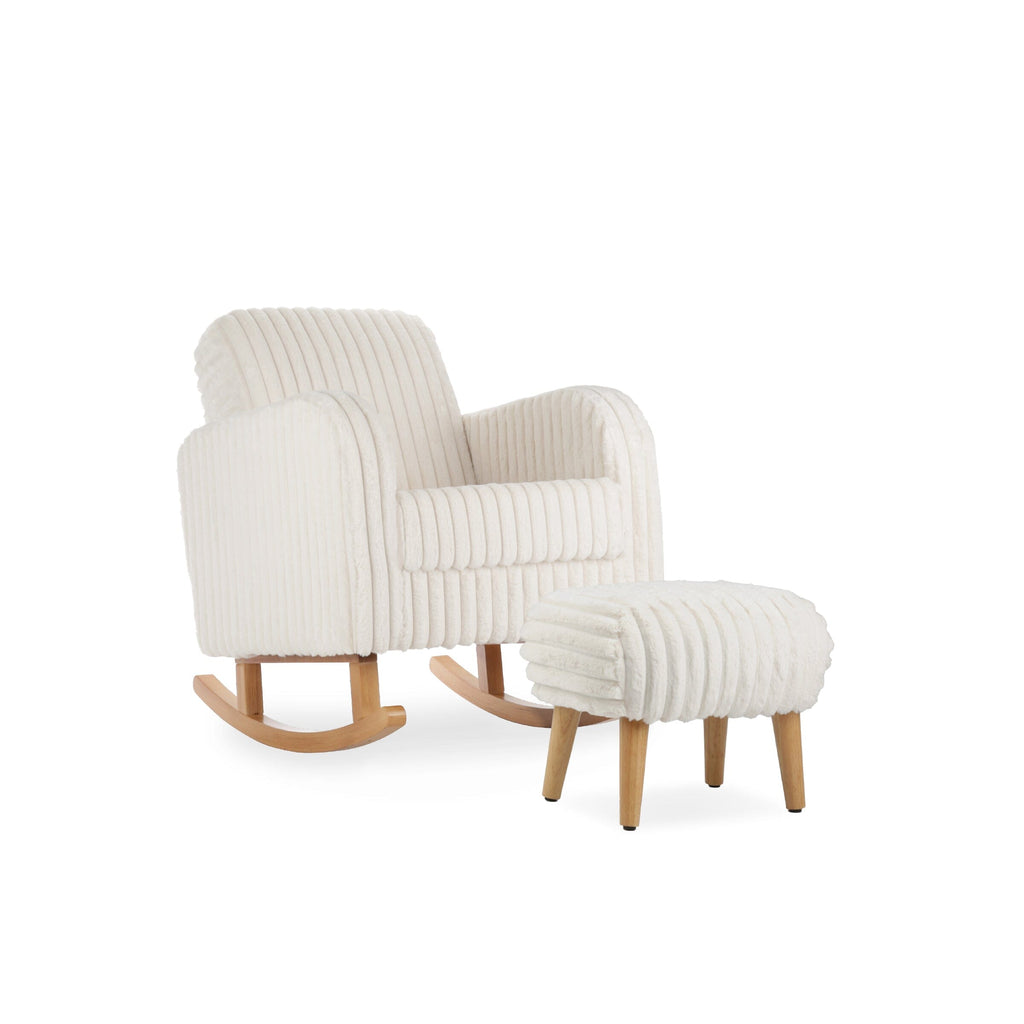 Etta Nursing Chair & Foot stool - Faux Fur Cream