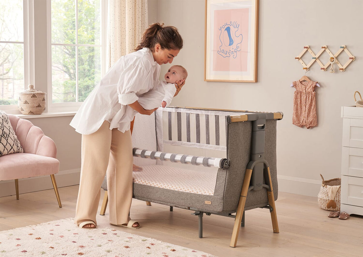 Tutti Bambini CoZee XL Bedside Crib & Cot - Oak/Charcoal
