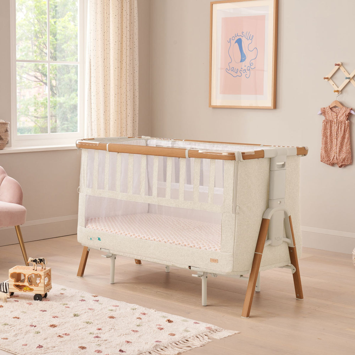 Tutti Bambini CoZee XL Bedside Crib & Cot Walnut/Ecru