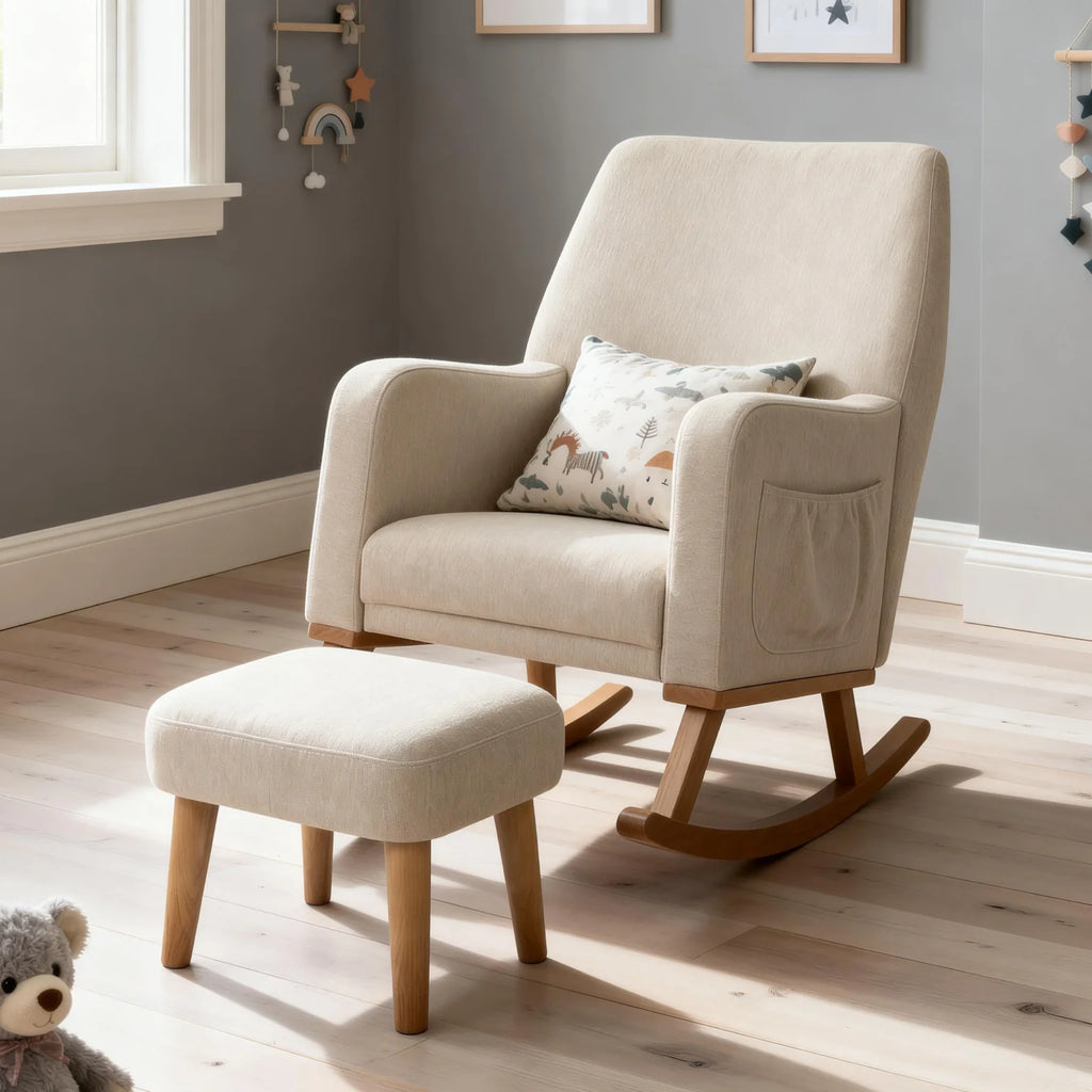 Callie Nursing Chair with Stool – Oatmeal
