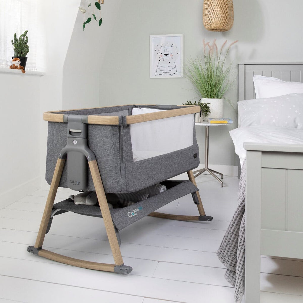 CoZee Air Bedside Crib - Oak/Charcoal