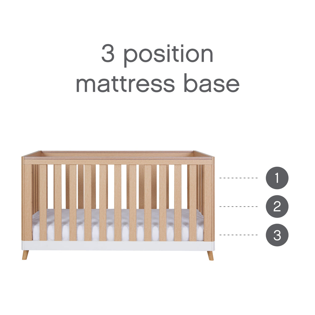 Tutti Bambini Hygge Cot Bed - White/Light Oak