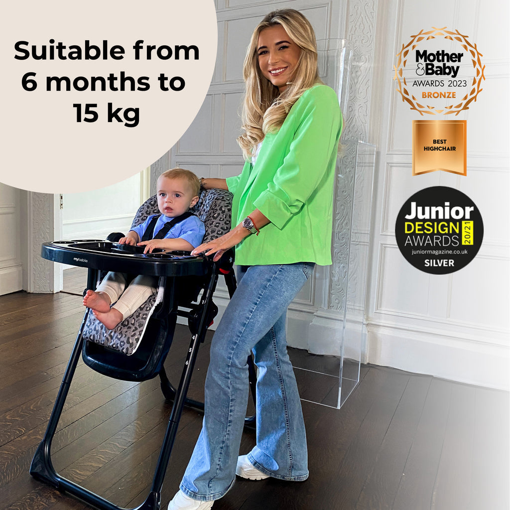 My Babiie Premium Highchair-Black Leopard