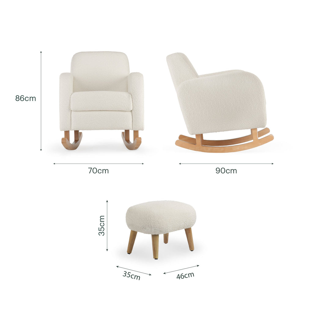 Etta Nursing Chair & Foot stool - Boucle Off White