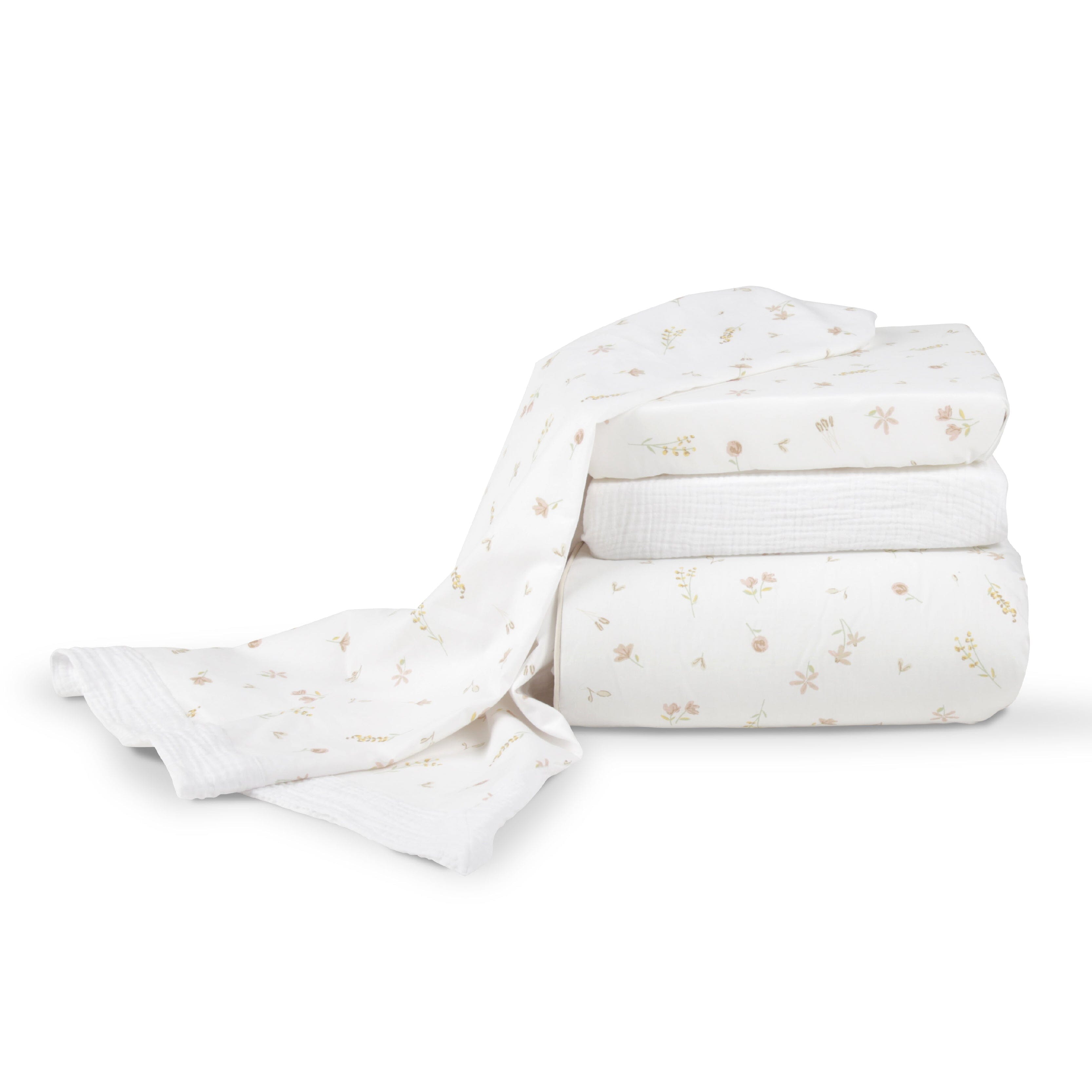 4 Piece Cot Bed Bedding Set - Cashmere Meadow