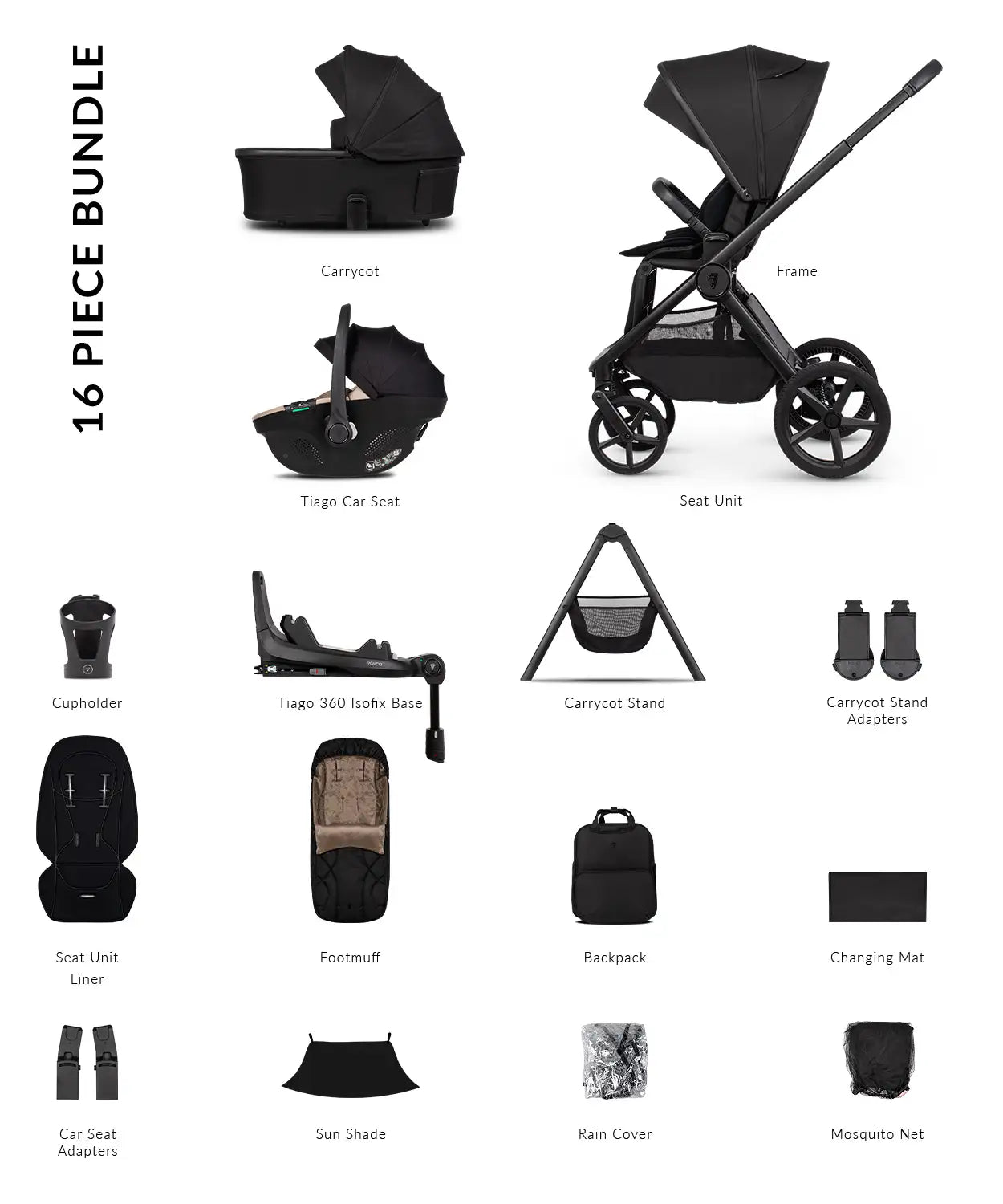 Venicci Upline 3 Luxury Bundle Onyx