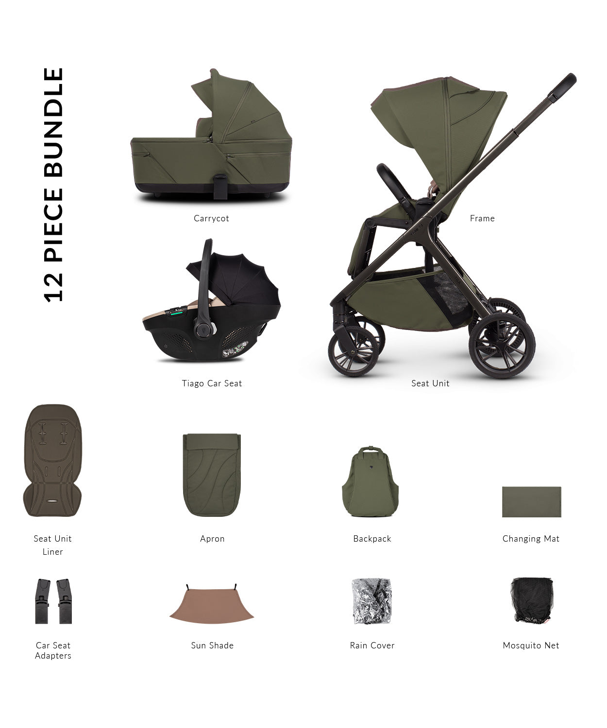 Venicci Tila Comfort Bundle (3 In 1) Olive- Tiago Beige