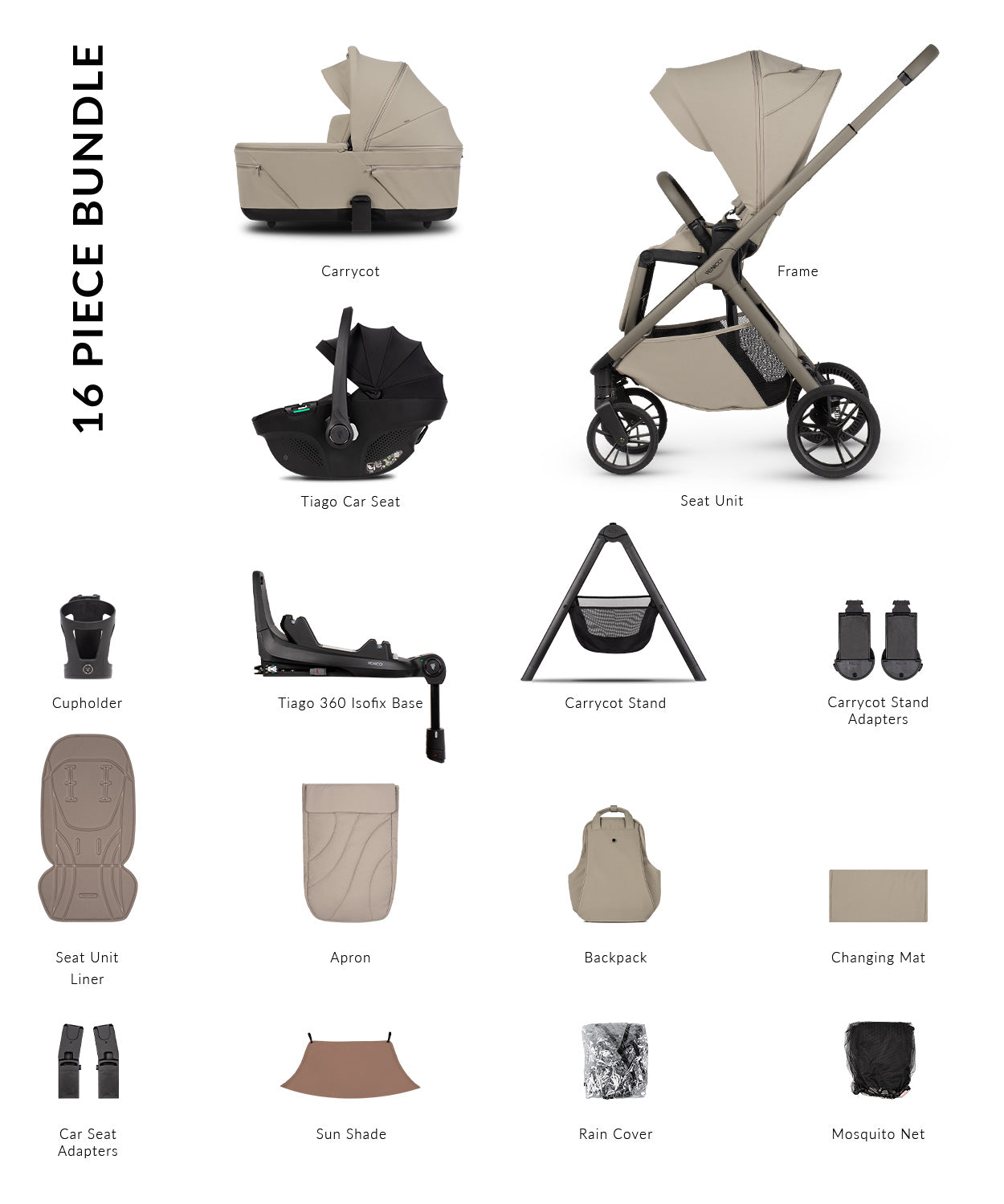 Venicci Tila Ultimate Bundle Latte Tiago Black
