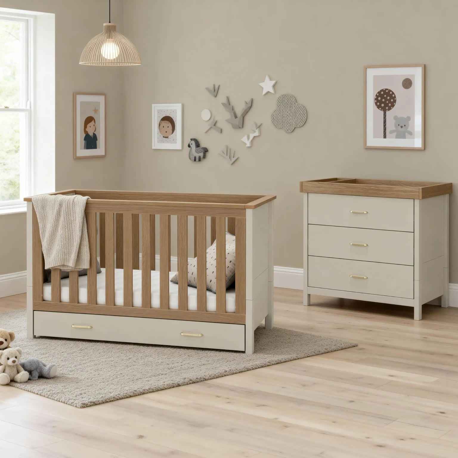 Mira 2 Piece Nursery Room Set – Cashmere Warm Oak